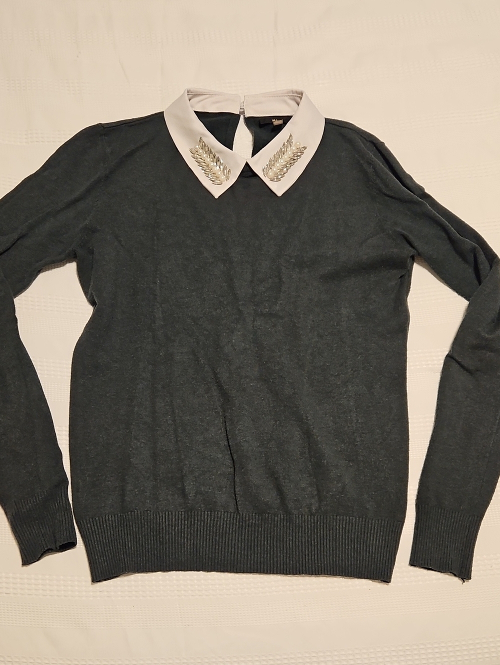 Milano Embellished Collar Sweater - Dark Green